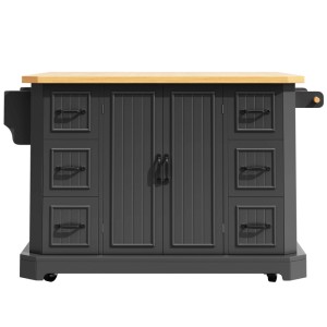 Merax Mobile Kücheninsel 120x45-75x91cm  2 Türen  6 Schubladen  Rollen