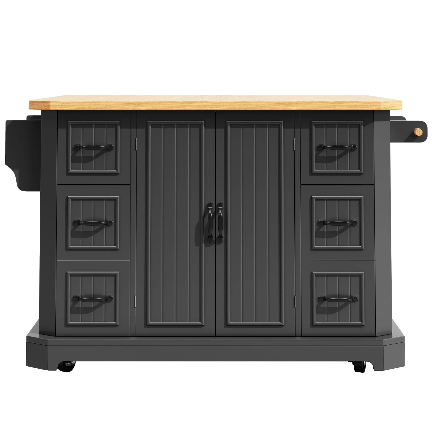 Merax Mobile Kücheninsel 120x45-75x91cm  2 Türen  6 Schubladen  Rollen