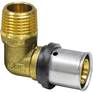 Press-Übergangsstück aus Messing, 16 mm x R 1/2 Zoll, für Heizung und Trinkwasser.