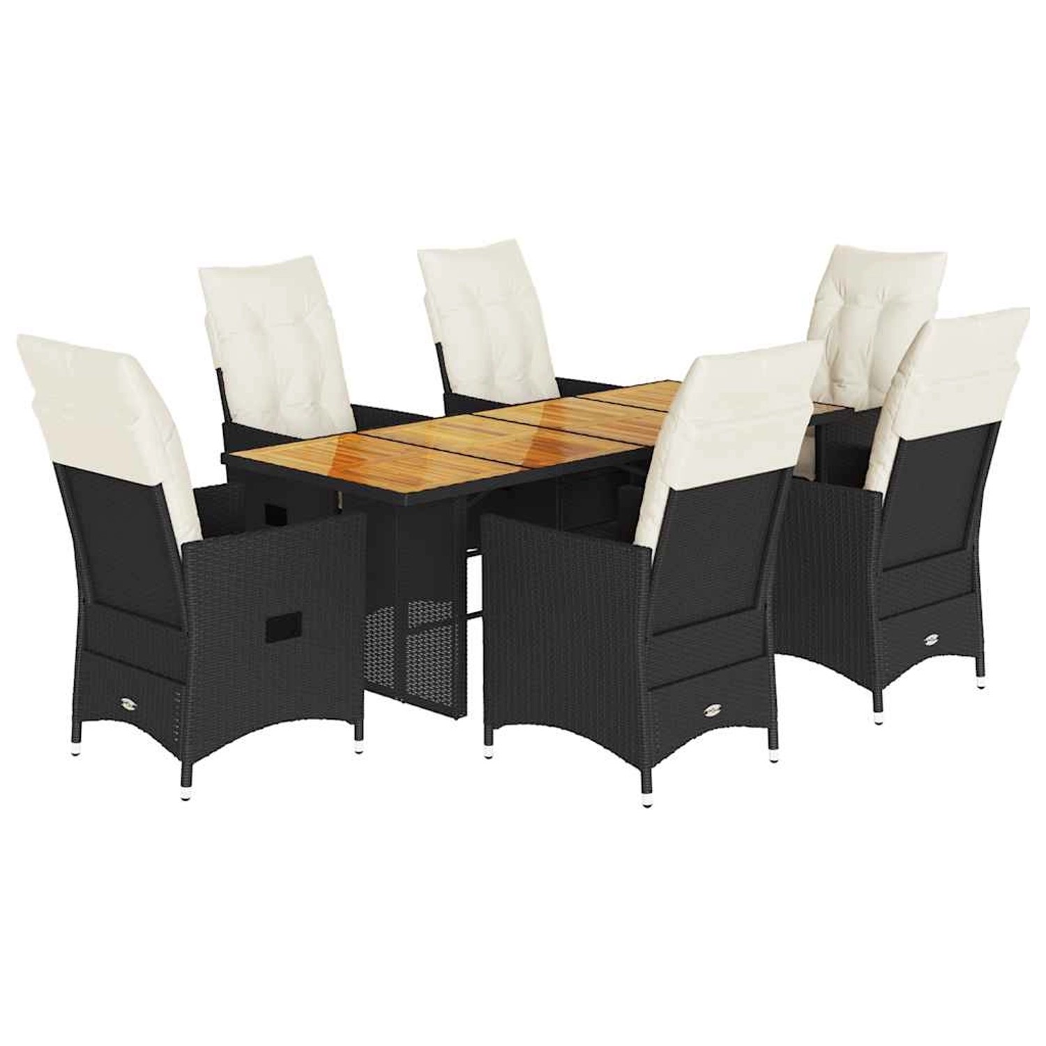 vidaXL 7-Tlg Garten-Essgruppe mit Kissen Schwarz Poly Rattan 3276688 günstig online kaufen