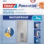 Tesa Powerstrips Haken Waterproof Edelstahl Large, eckiger Klebehaken für Bad und Küche, bis 2 kg.
