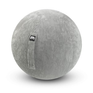 Grauer mokebo Sitzball aus Cord, ergonomisch für Büro & Sport. Inkl. Pumpe.