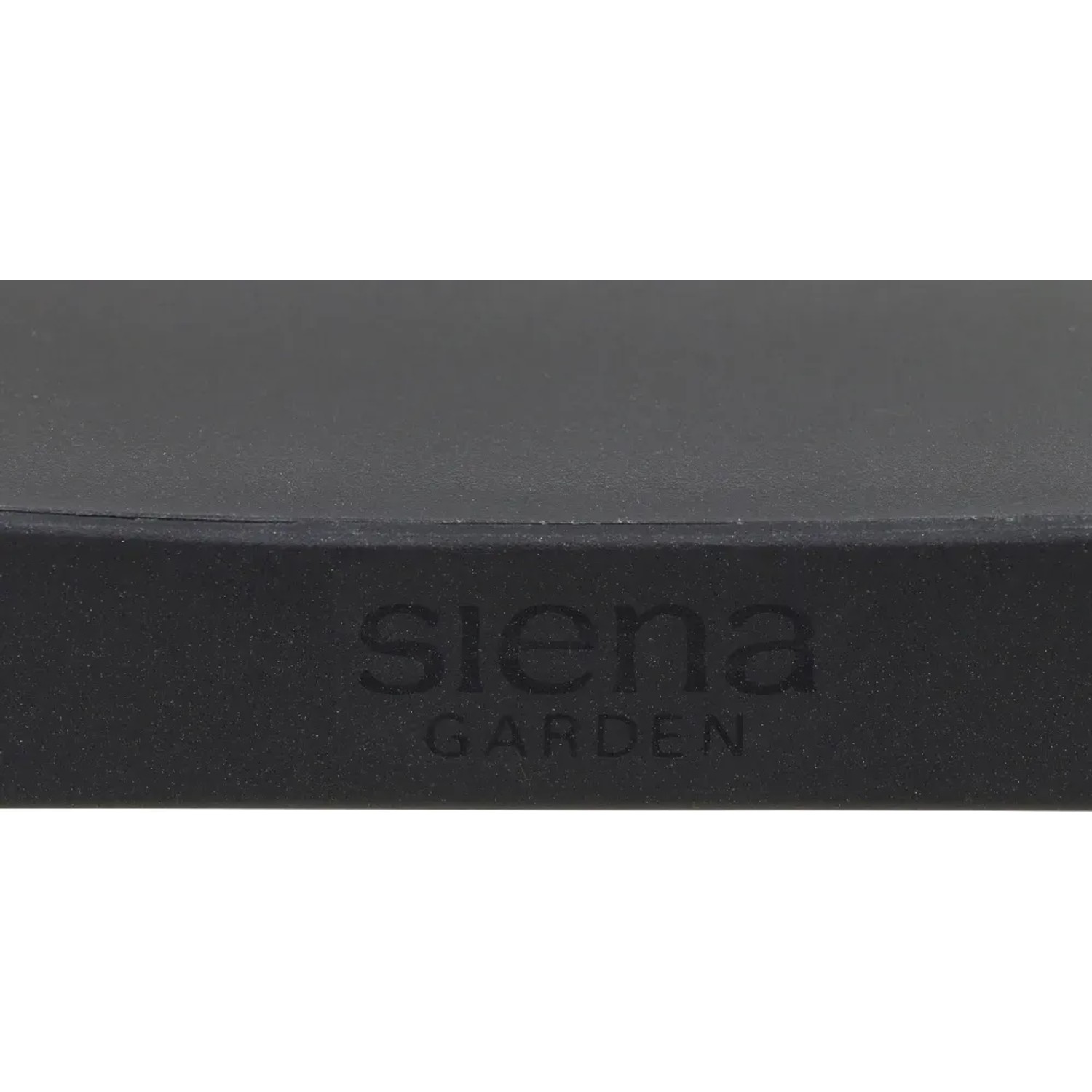 Detailansicht: Siena Garden Stapelstuhl Square in Anthrazit mit Logo.
