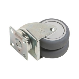 Apparate-Doppel-Lenkrolle, Ø 75mm, 100kg Traglast, mit Anschraubplatte und Kugellager.