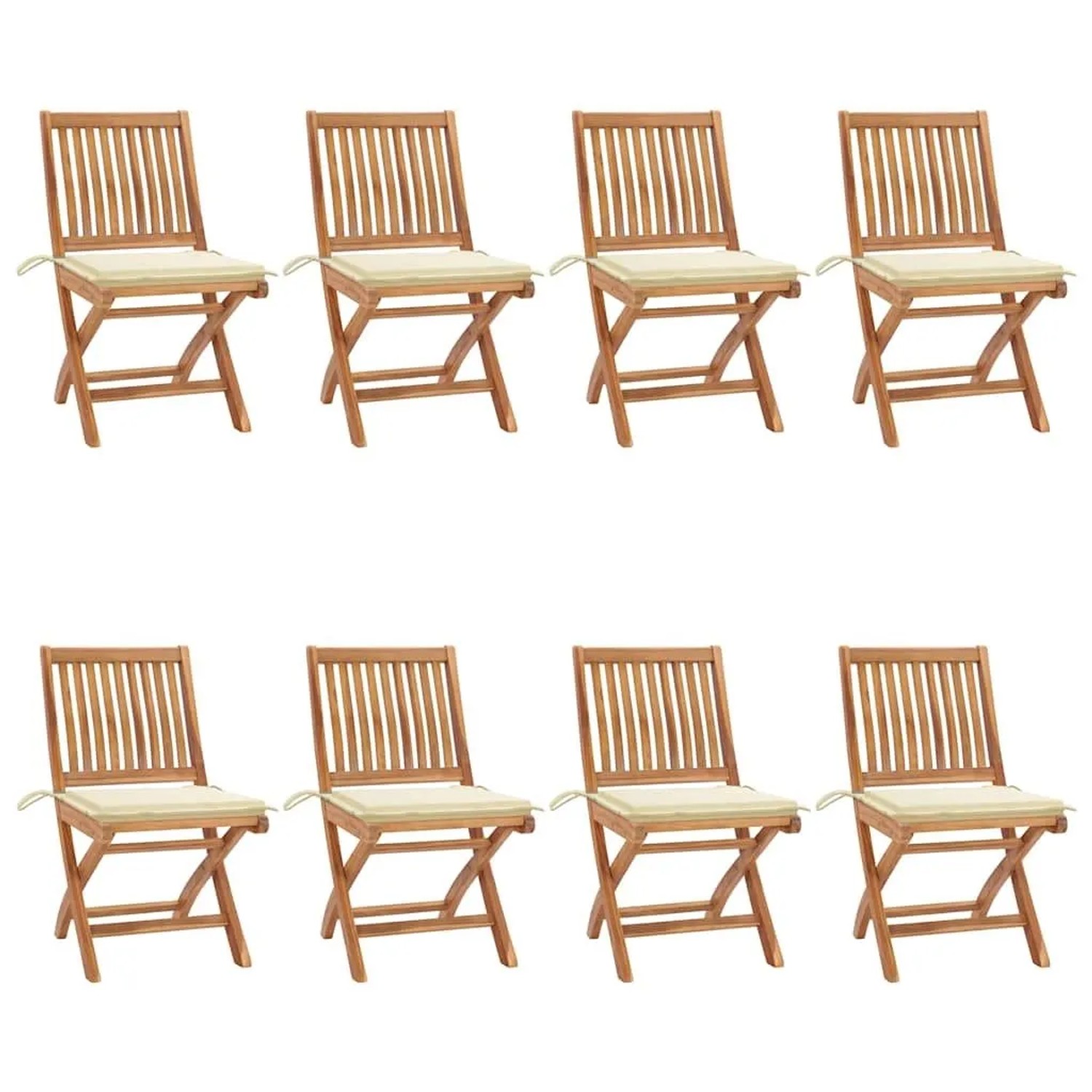 vidaXL Klappbare Gartenstühle mit Kissen 8 Stk Massivholz Teak 3072863 günstig online kaufen