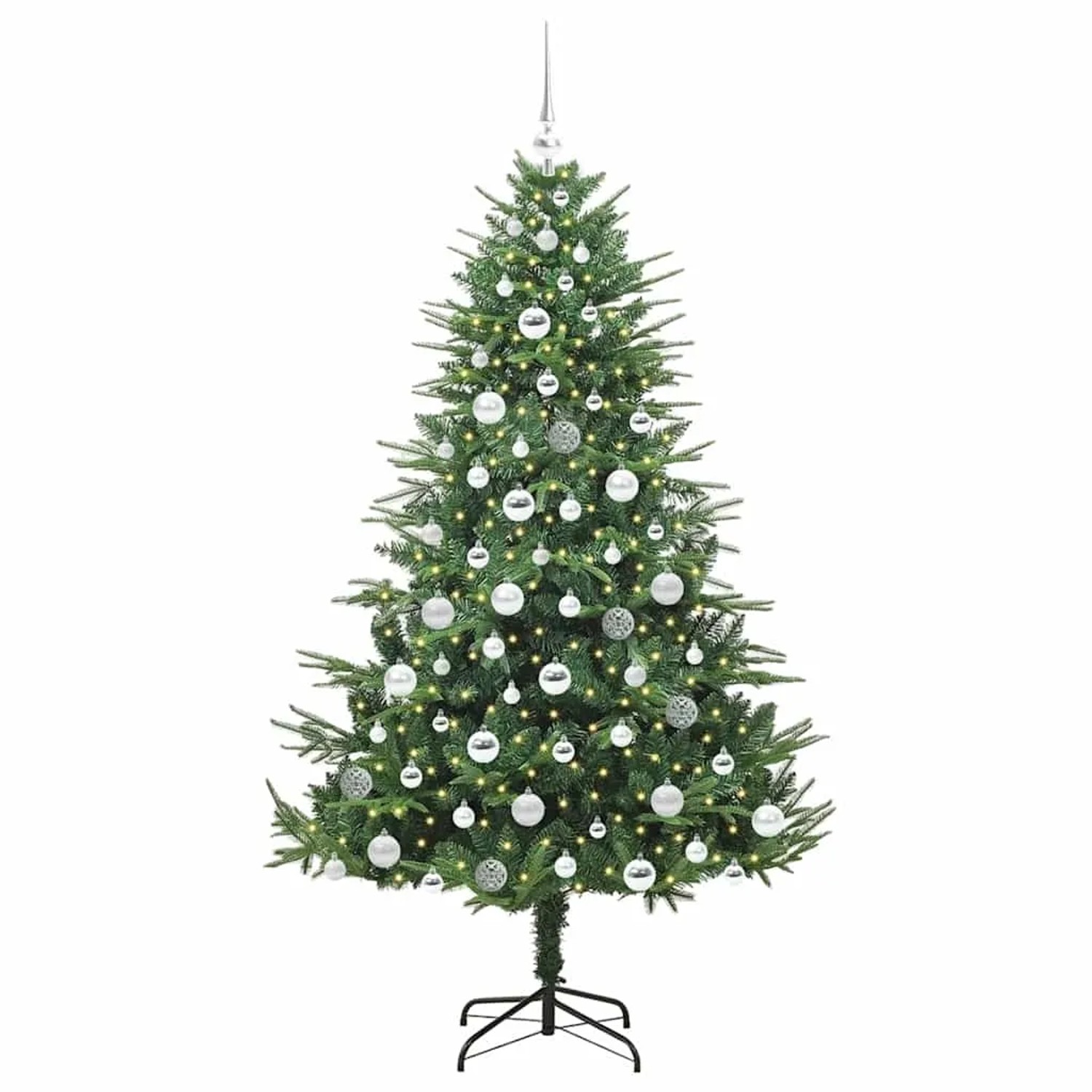 vidaXL Künstlicher Vorbeleuchteter Weihnachtsbaum mit Kugelset Grün 3395353