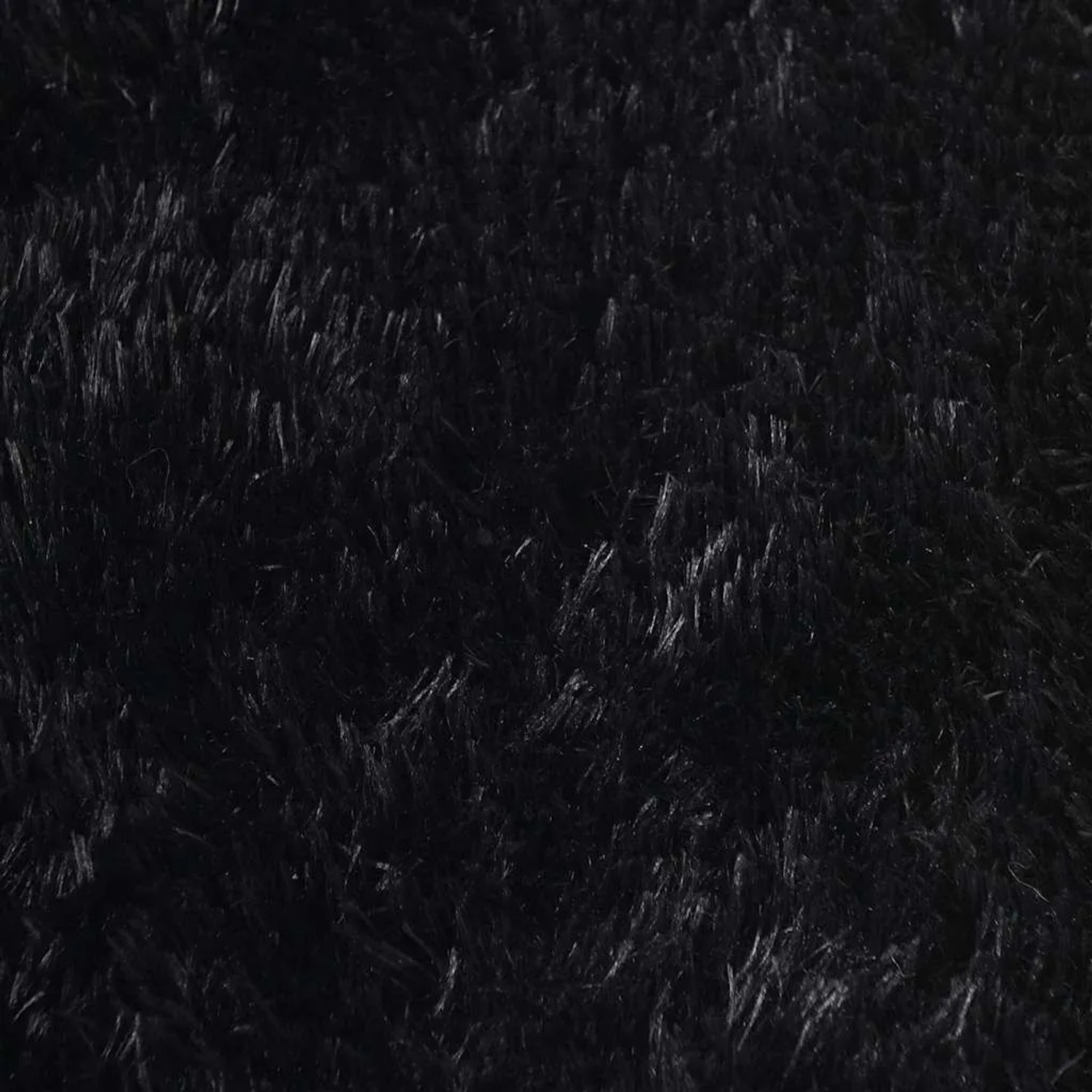 Detailaufnahme: Schwarzer, runder vidaXL Hochflorteppich Navarra, 120x120 cm.