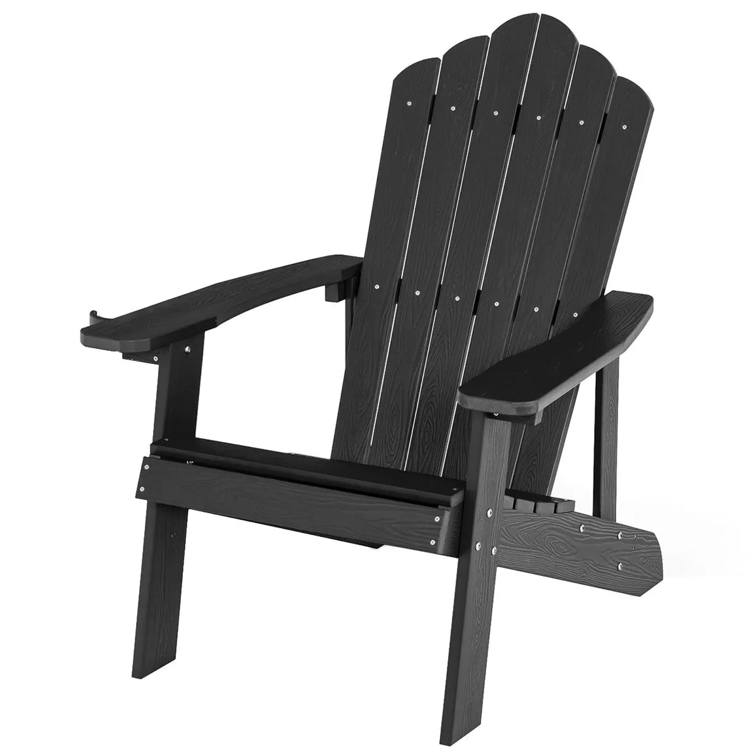 Costway Adirondack Stuhl mit Getränkehalter Kunststoff 170 kg Schwarz