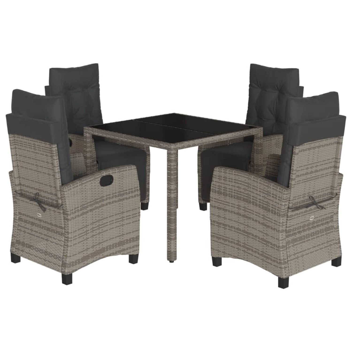 vidaXL 5-Tlg Garten-Essgruppe mit Kissen Grau Poly Rattan 3212895 günstig online kaufen