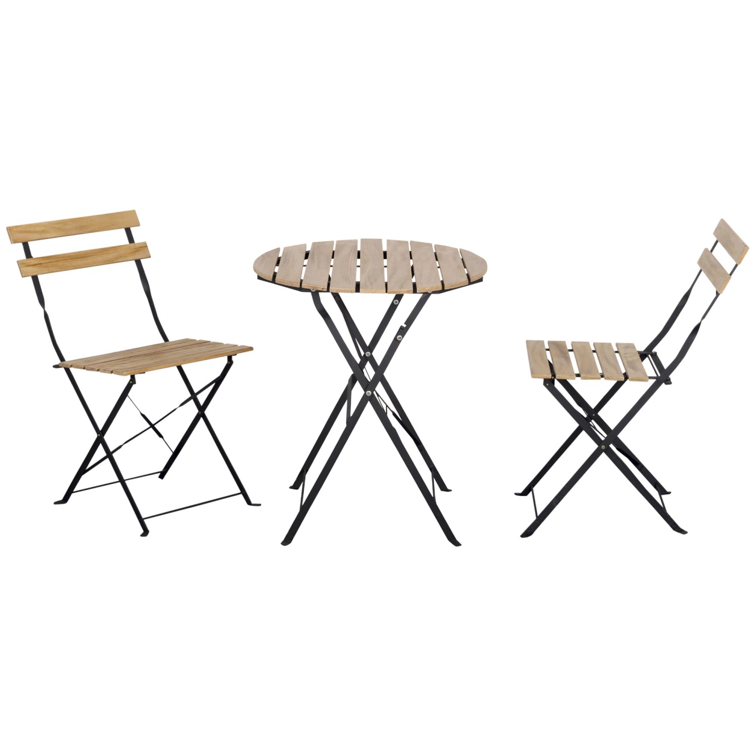 Outsunny Outdoor Bistro Set Metall Kiefernholz Naturholz 60L x 61,5B x 69H cm