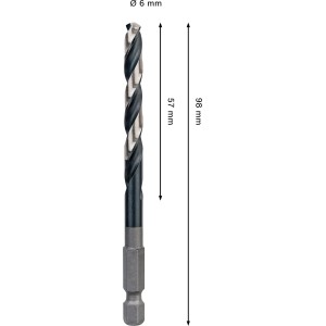 Bosch Spiralbohrer Pro Metal HSS-G Impact, 6 mm, silberfarben. Metallbohrer mit Sechskantschaft.