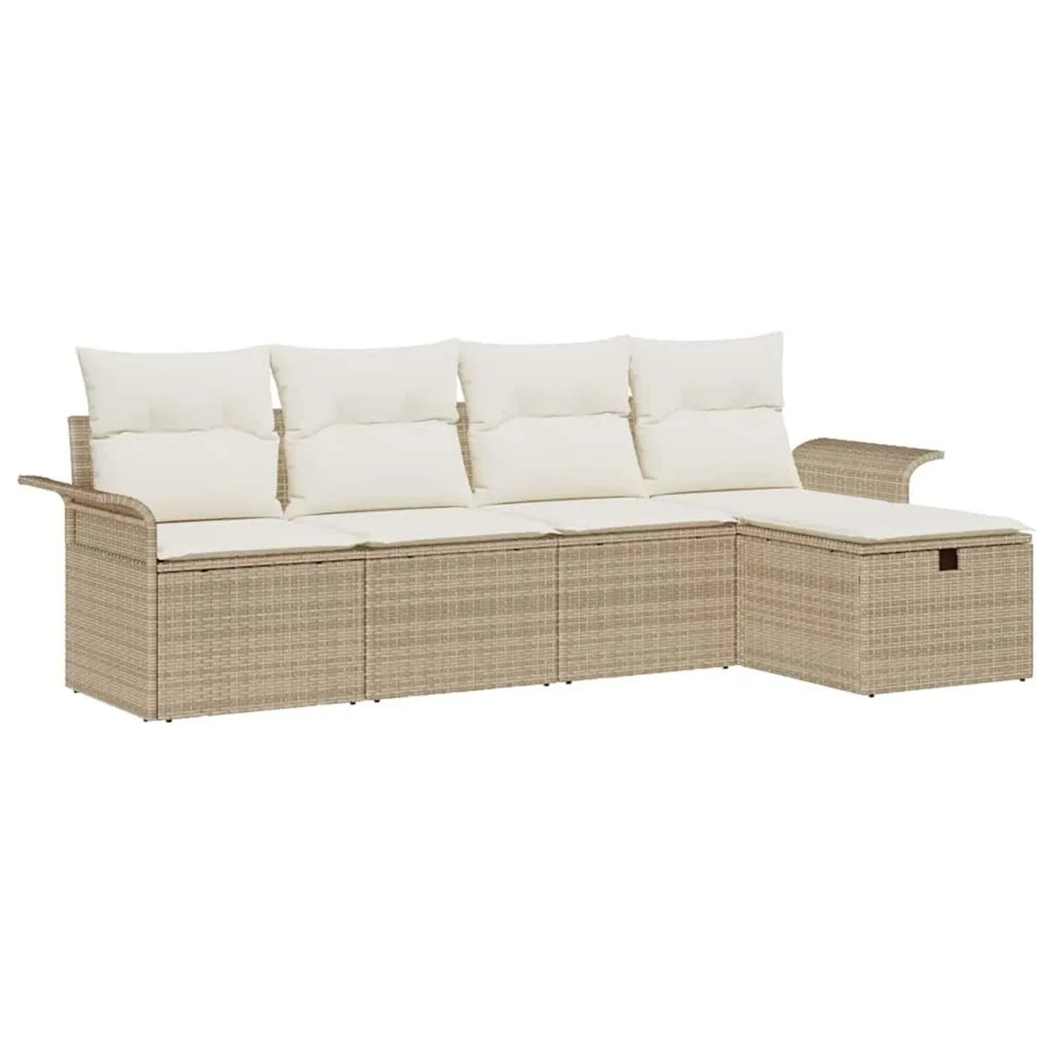 vidaXL Gartensofa-set mit Kissen 5-Tlg Beige und Creme Poly-Rattan 3358860 günstig online kaufen