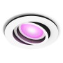 Weißer Philips Hue LED-Einbauspot Centura mit farbiger Beleuchtung.