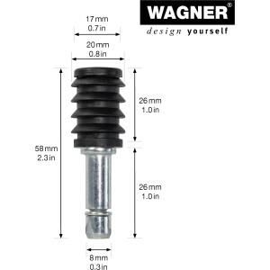 Wagner Rundrohrhülse & Stift (2er-Set), 58mm, zur Befestigung von Rollen und Gleitern an Möbeln.