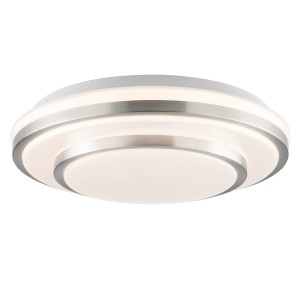 Moderne LED-Deckenleuchte Nivaro in Silber/Weiß, Ø 29,3 cm. Ideal für Wohnräume.