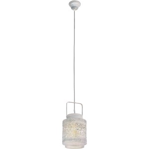 Graue Eglo Pendelleuchte Talbot aus Stahl mit filigranem Muster, H: 110cm.
