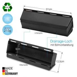 BigDean 10er Set Paletten Blumenkästen Einsatz mit Hängesystem zum Einhängen 37cm Anthrazit Pflanzkasten für Europalette Balkonkasten Blumentopf