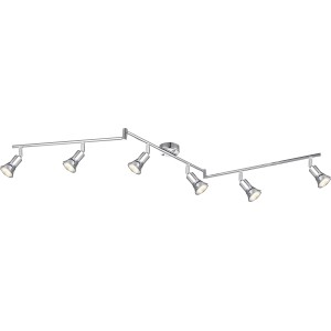 Verchromter Globo LED-Spot Dante mit 6 Strahlern. Moderne Deckenleuchte für Innenräume.