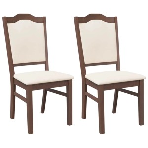 vidaXL Esszimmerstühle mit Kissen 2 Stk Braun Massivholz Gummibaum 4102466