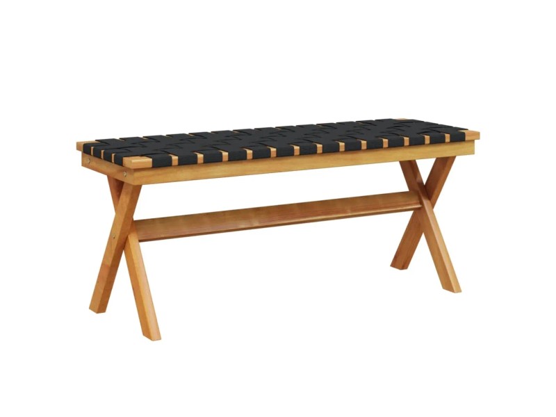 VidaXL Teak Massiv Gartenbank Mit Weinroter Auflage Produktbild-Vorschau 4