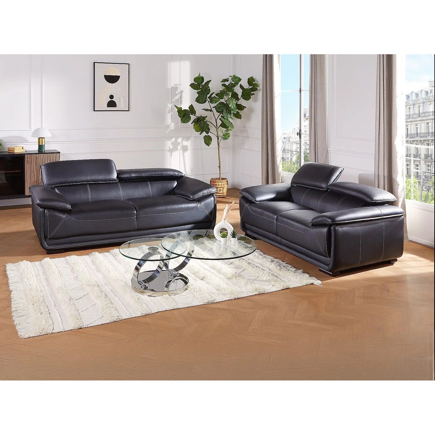 Vente-unique Couchgarnitur Macelo Schwarz 170 cm  204 cm
