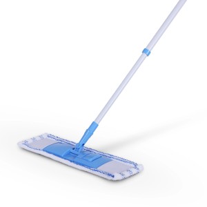 Bestlivings Bodenwischer Komplett-Set in Blau/Weiß mit Mikrofaser-Bezug und ausziehbarem Stiel.