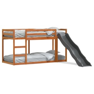 vidaXL Etagenbett mit Rutsche & Leiter Wachsbraun 75x190cm Kiefernholz 3284250