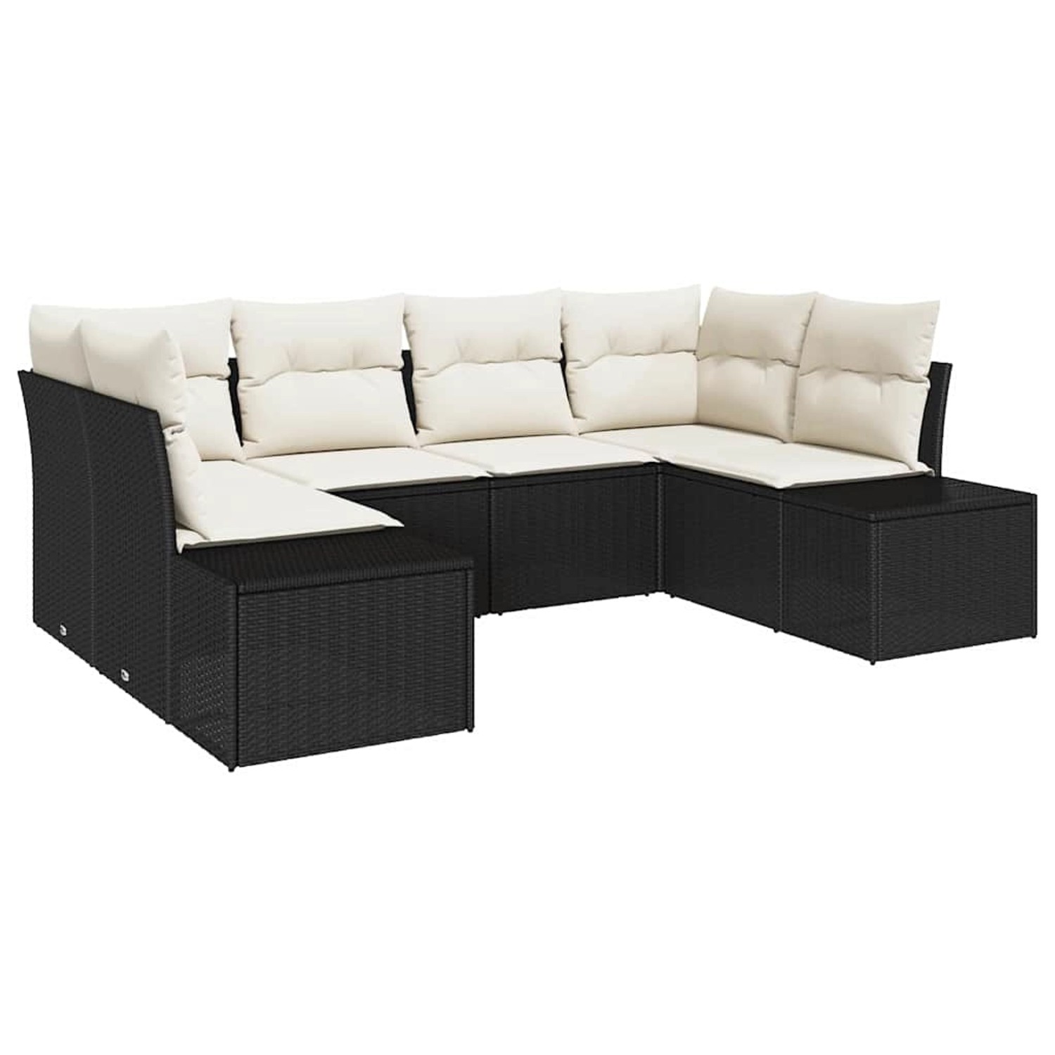 vidaXL Garten-Sofa-Set mit Kissen 6-Tlg Schwarz Poly Rattan 3347197 günstig online kaufen