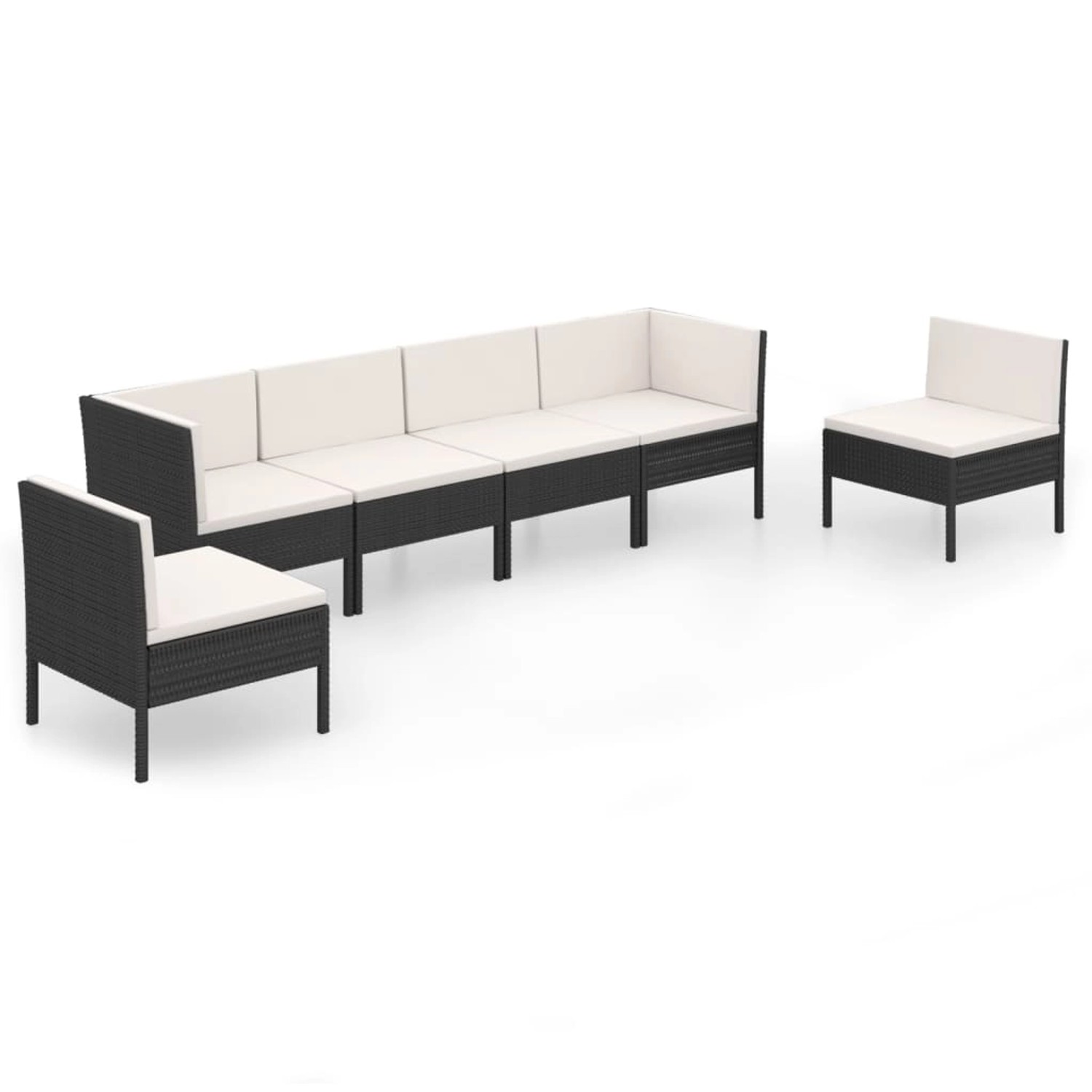 vidaXL 6-tlg Garten-Lounge-Set mit Auflagen Poly Rattan Schwarz Modell 36