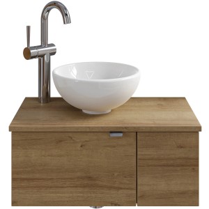 Pelipal Waschtisch-Set Serie 6915 Riviera Eiche mit Aufsatzbecken und 2 Türen, 61 cm breit.