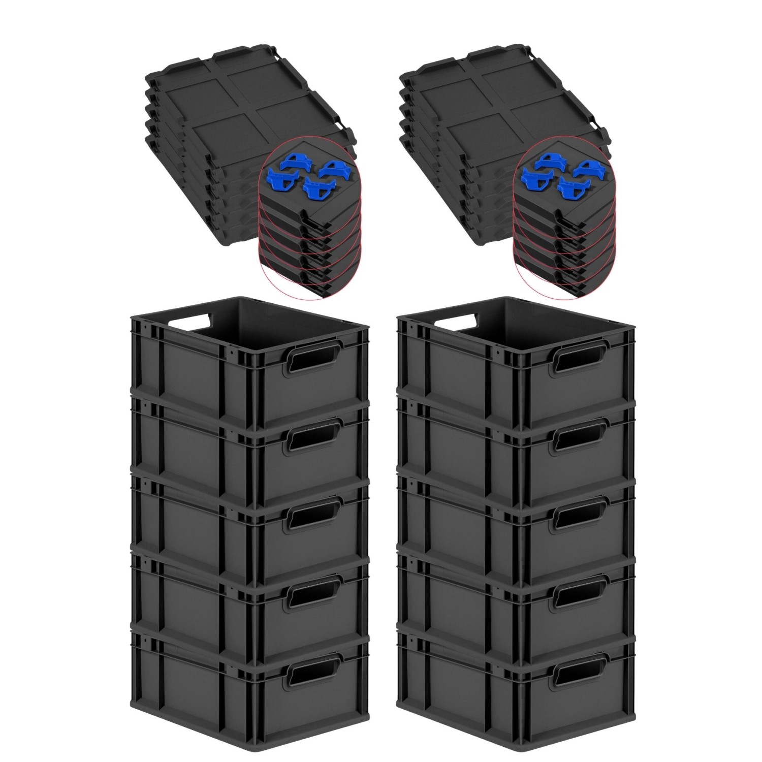 PROREGAL SuperSparSet 10x Eurobox Nextgen Grip Mit Scharnierdeckel Und Blau günstig online kaufen