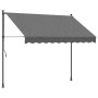 Anthrazitfarbene, einziehbare Markise 250x150 cm aus Stoff mit Stahlgestell und Stützstangen für Sonnenschutz.