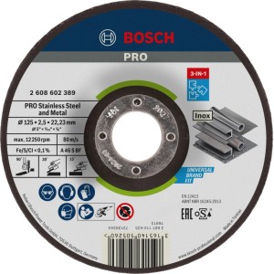 Bosch 3-in-1 Trennscheibe 125 mm für Metall/Inox. Vielseitiges Winkelschleifer Zubehör zum Schneiden, Schleifen, Endbearbeiten.