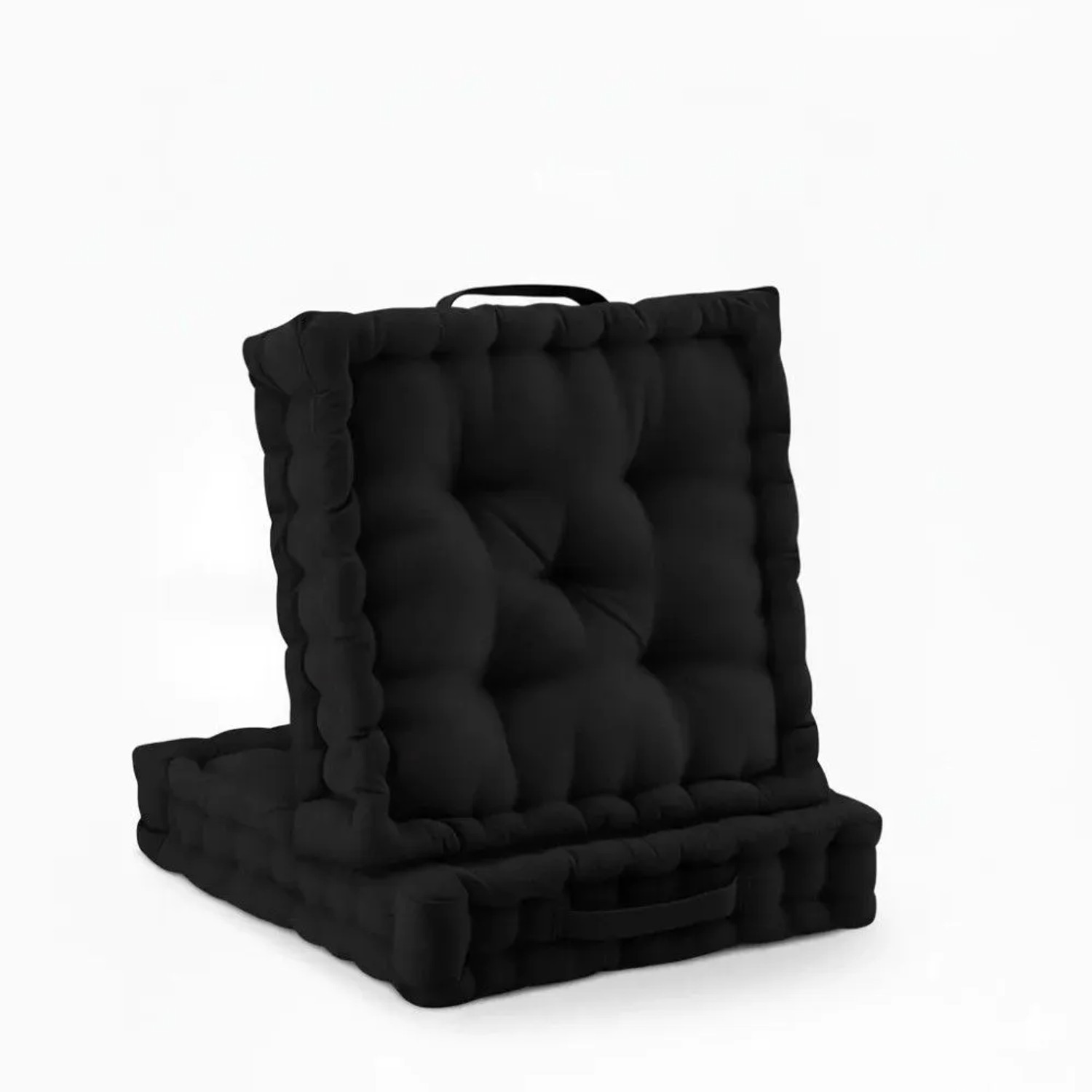 Beautissu Mila Stuhlkissen 50x50x10cm Schwarz 2tlg