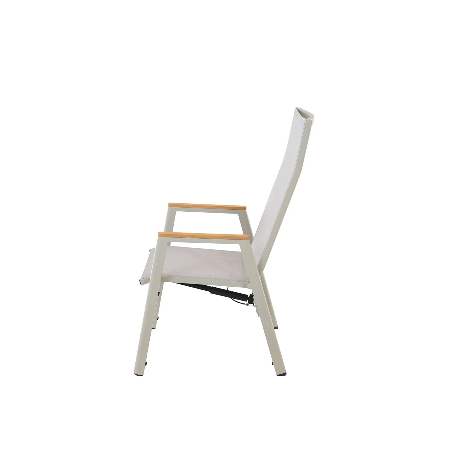 Siena Garden Movesessel Bologna, seidengrau, mit Teakholz-Armlehnen, Seitenansicht.