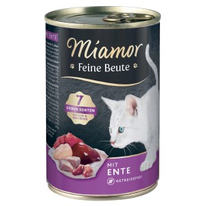 Miamor Feine Beute Ente, 400g Dose Katzen-Nassfutter mit Ente und 7 Fleischsorten.
