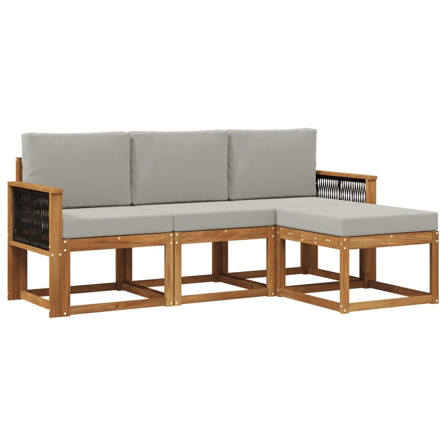 vidaXL Outdoor-Sofagarnitur mit Kissen 4 Stk Natur und Hellgrau 3385112