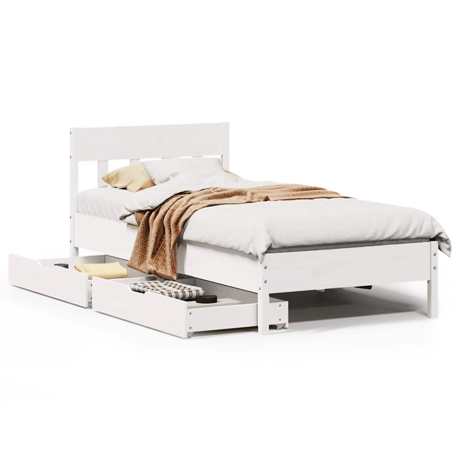 vidaXL Massivholzbett ohne Matratze Weiß 90x190 cm Kiefernholz 3301888 günstig online kaufen