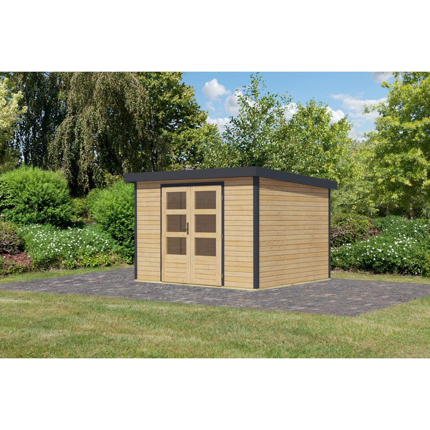 Karibu Gartenhaus Diego 5 A Naturbelassen/Anthrazit 209 x 298 x 242 cm günstig online kaufen