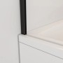 Detailaufnahme: AICA Faltwand, 130cm, schwarz, mit Seitenwand auf Badewanne. Duschen Zubehör.
