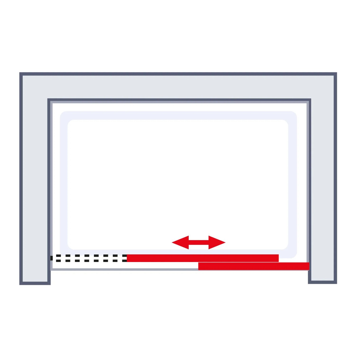 Schemazeichnung: Schulte Schiebetür Trend 2.0 für Nische, Mattschwarz, 200x120 cm. Duschwand mit Schiebefunktion.