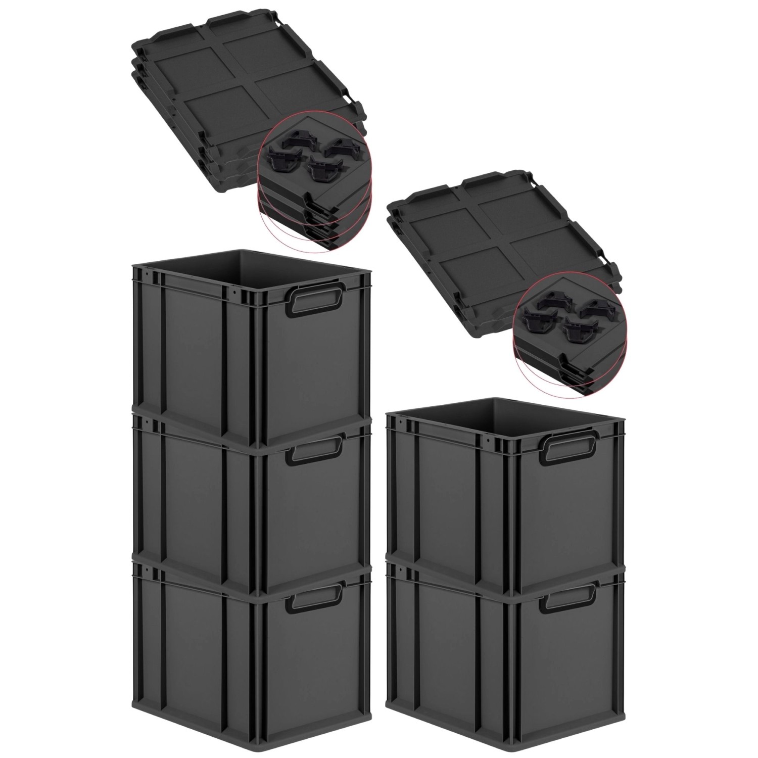 PROREGAL SparSet 5x Eurobox Nextgen Color Mit Auflagedeckel HxBxT 32x30x40c günstig online kaufen