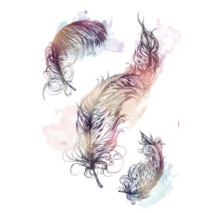 Komar Wandsticker Inspiration mit filigranen, bunten Federn als Wanddekoration.