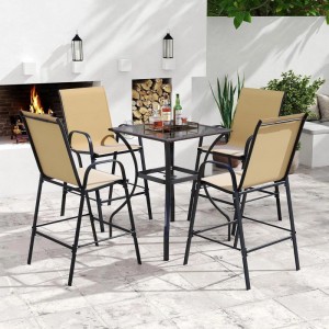 Costway 2er Set Barhocker Outdoor mit Armlehnen & Fußstütze 74 cm