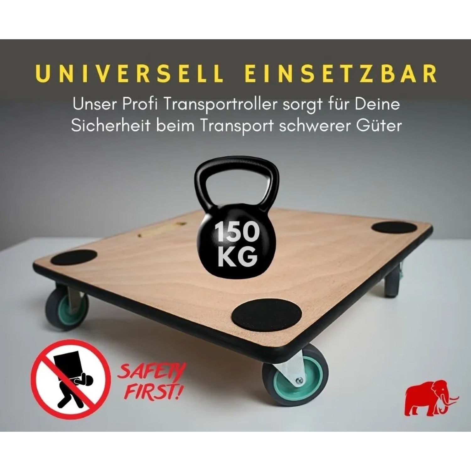 PROREGAL Transportroller Set mit 4 Rollen, Sperrholzplatte, Traglast 150kg, ideal für Werkstatt & Umzug.