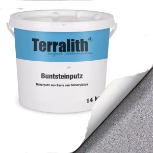Terralith Buntsteinputz Mosaikputz 1mm Grau, 14kg Eimer. Effektputz für Innen & Außen.