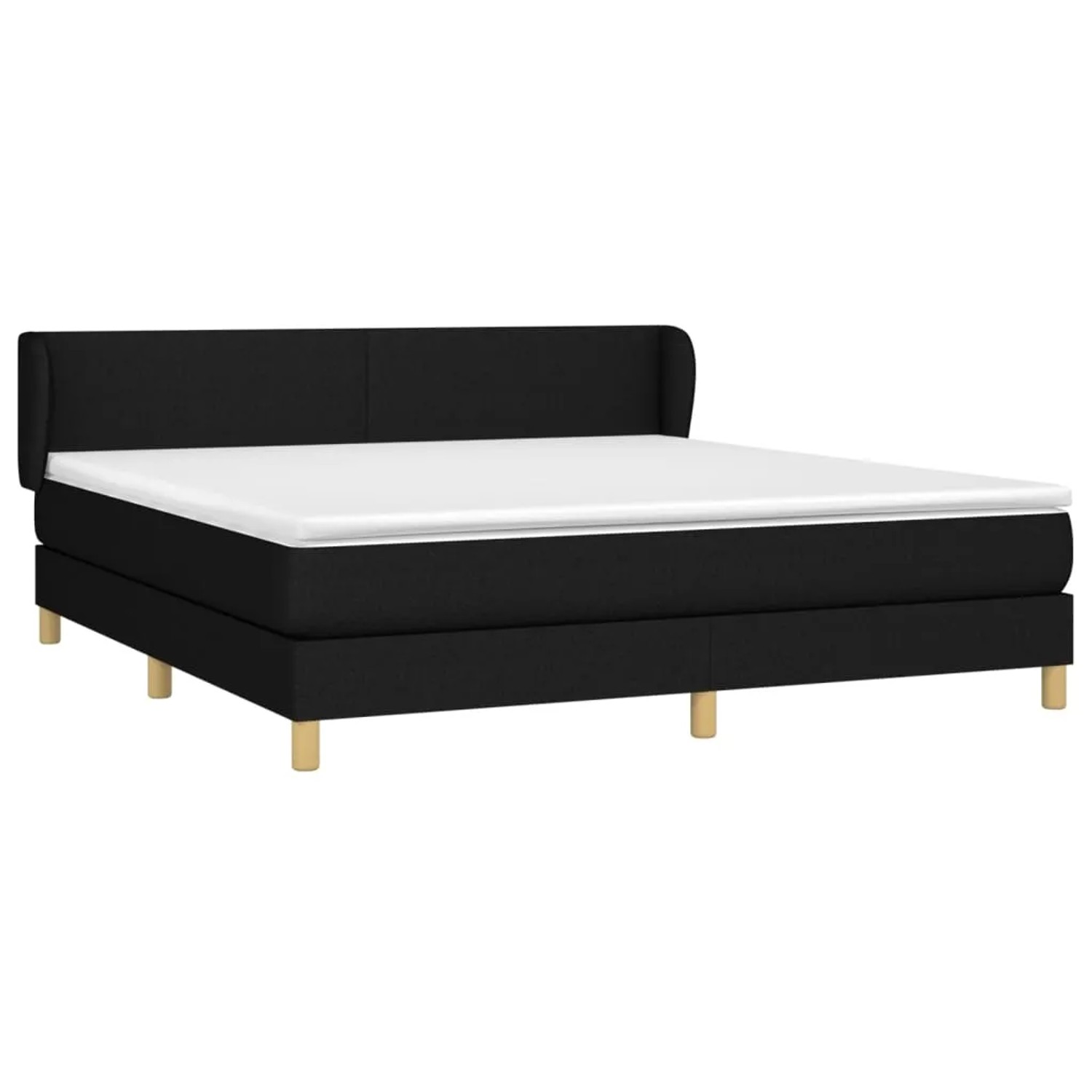 Schwarzes vidaXL Boxspringbett 180x200 cm mit Matratze und Stoffbezug.