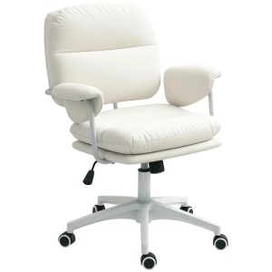 HOMCOM Bürostuhl Kunstleder Schaumstoff Weiß 65L x 64B x 88-98H cm