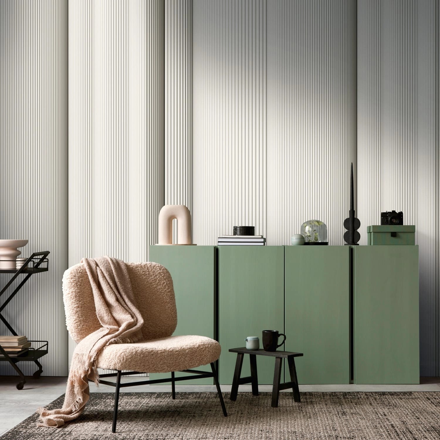 PROFHOME 398411-GU Fototapete Streifen Matt Beige Creme-Weiß 1,59 m x 2,8 m günstig online kaufen