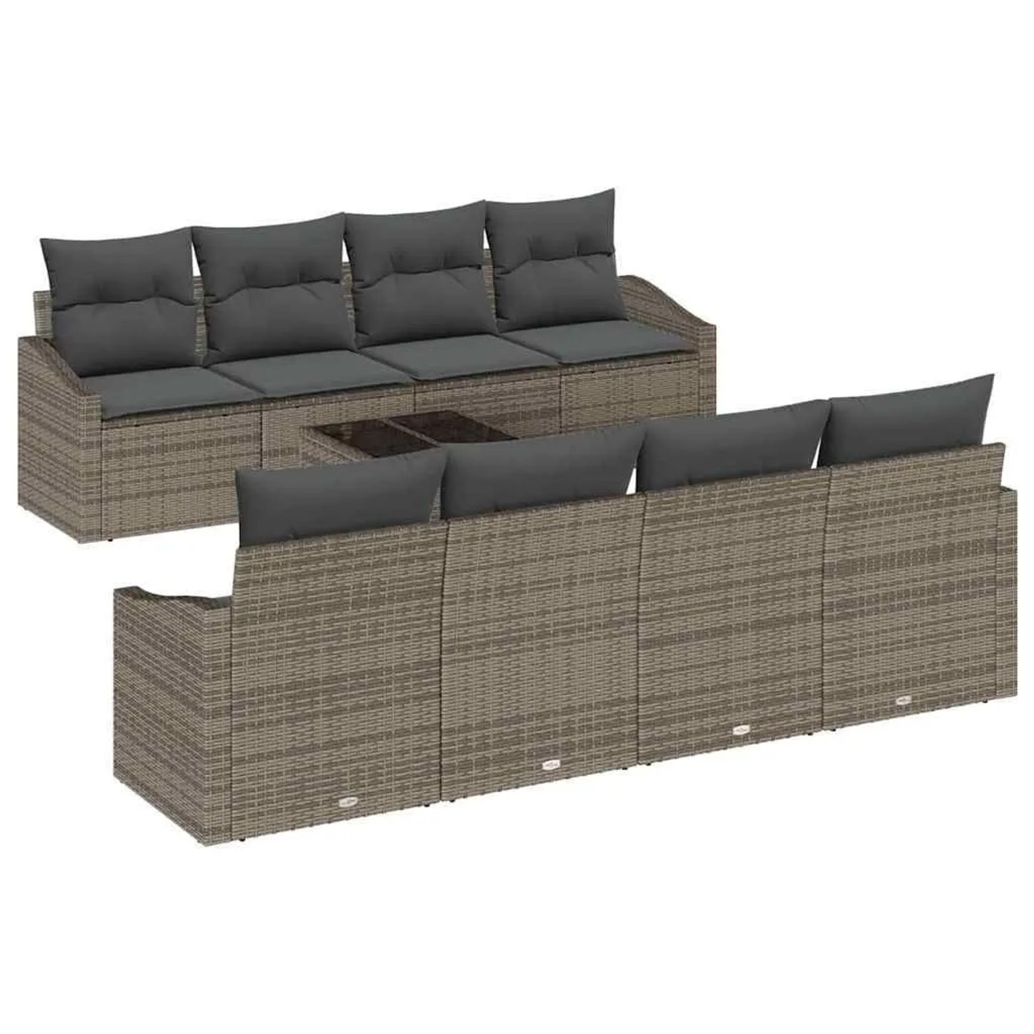 vidaXL Sofa Set mit Kissen mit Speicher 7-Tlg Grau Poly-Rattan 3355318 günstig online kaufen